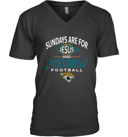 Sundays Are For Jesus and Jacksonville Funny Football Men's V-Neck Men's V-Neck / Black / S Men's V-Neck - HHHstores