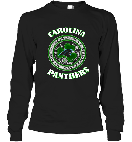 NFL Carolina Panthers Logo Happy St Patrick's Day Long Sleeve T-Shirt Long Sleeve T-Shirt / Black / S Long Sleeve T-Shirt - HHHstores