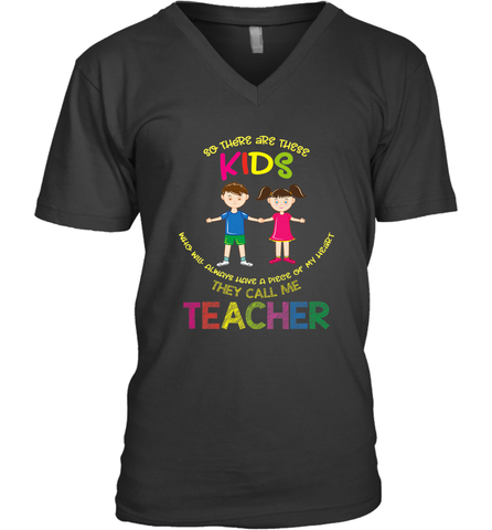 They Call Me Teacher School Kids Fun Appreciation Men's V-Neck Men's V-Neck / Black / S Men's V-Neck - HHHstores