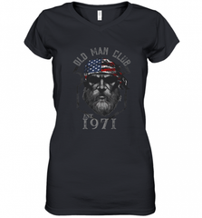 Old Man Club_ Established 1971 Women's V-Neck T-Shirt Women's V-Neck T-Shirt - HHHstores