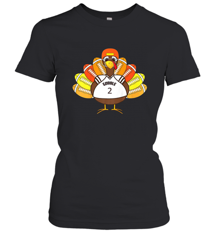 Cool Thanksgiving Football Shirt _ Gobble Player Turkey Gift Women's T-Shirt Women's T-Shirt / Black / S Women's T-Shirt - HHHstores
