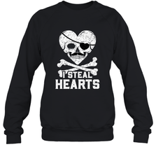 I Steal Hearts Valentine's Day Pirate Skull Art Graphics Crewneck Sweatshirt Crewneck Sweatshirt - HHHstores