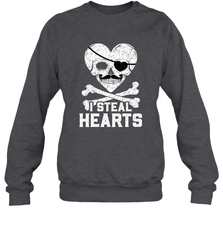 I Steal Hearts Valentine's Day Pirate Skull Art Graphics Crewneck Sweatshirt Crewneck Sweatshirt - HHHstores