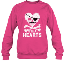 I Steal Hearts Valentine's Day Pirate Skull Art Graphics Crewneck Sweatshirt Crewneck Sweatshirt - HHHstores