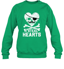 I Steal Hearts Valentine's Day Pirate Skull Art Graphics Crewneck Sweatshirt Crewneck Sweatshirt - HHHstores