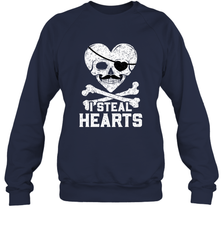 I Steal Hearts Valentine's Day Pirate Skull Art Graphics Crewneck Sweatshirt Crewneck Sweatshirt - HHHstores