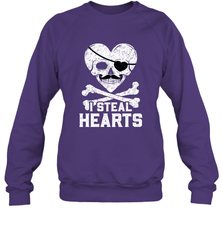 I Steal Hearts Valentine's Day Pirate Skull Art Graphics Crewneck Sweatshirt Crewneck Sweatshirt - HHHstores