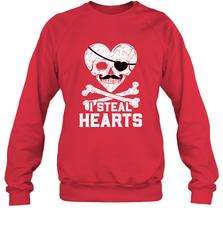 I Steal Hearts Valentine's Day Pirate Skull Art Graphics Crewneck Sweatshirt Crewneck Sweatshirt - HHHstores