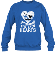 I Steal Hearts Valentine's Day Pirate Skull Art Graphics Crewneck Sweatshirt Crewneck Sweatshirt - HHHstores