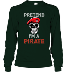 Pretend I'm A Pirate Tee Funny Halloween Party Costume Gift Long Sleeve T-Shirt Long Sleeve T-Shirt - HHHstores