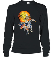 Skeleton Riding T Rex Funny Halloween Long Sleeve T-Shirt Long Sleeve T-Shirt - HHHstores