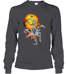 Skeleton Riding T Rex Funny Halloween Long Sleeve T-Shirt Long Sleeve T-Shirt - HHHstores