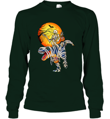 Skeleton Riding T Rex Funny Halloween Long Sleeve T-Shirt Long Sleeve T-Shirt - HHHstores
