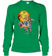 Skeleton Riding T Rex Funny Halloween Long Sleeve T-Shirt Long Sleeve T-Shirt - HHHstores