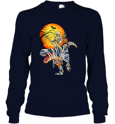 Skeleton Riding T Rex Funny Halloween Long Sleeve T-Shirt