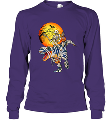 Skeleton Riding T Rex Funny Halloween Long Sleeve T-Shirt Long Sleeve T-Shirt - HHHstores
