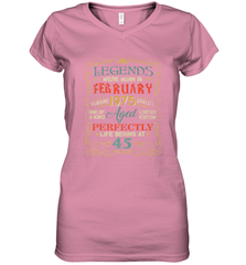 Legends Were Born In FEBRUARY 1975 45th Birthday Gifts Women's V-Neck T-Shirt Women's V-Neck T-Shirt - HHHstores