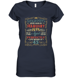 Legends Were Born In FEBRUARY 1975 45th Birthday Gifts Women's V-Neck T-Shirt