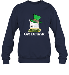 Git Drunk Funny Arguing Cat Meme St Patricks Day Crewneck Sweatshirt
