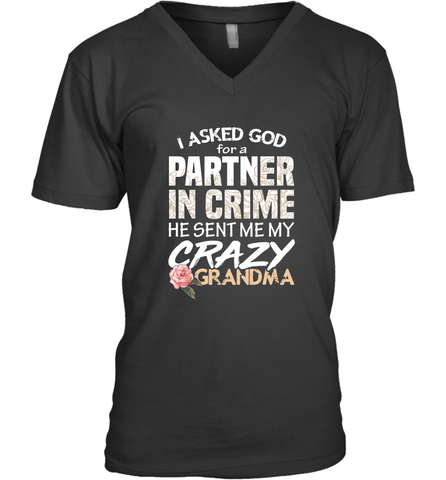 God sent me Crazy Grandma Partner in crime Men's V-Neck Men's V-Neck / Black / S Men's V-Neck - HHHstores