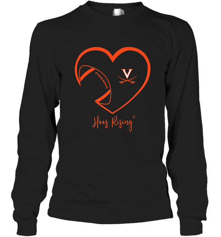 Virginia Cavaliers Football Inside Heart  Team Long Sleeve T-Shirt Long Sleeve T-Shirt / Black / S Long Sleeve T-Shirt - HHHstores