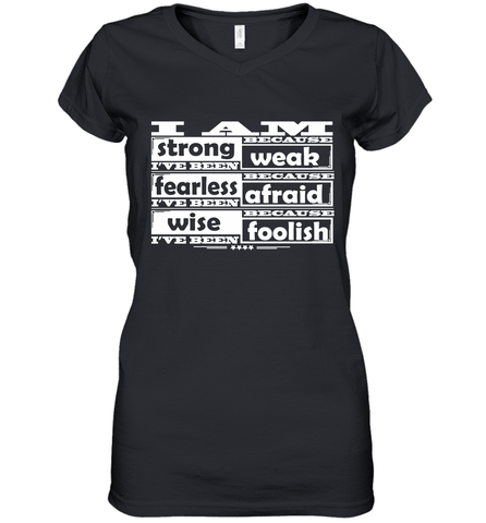 I am strong, fearless wise Best Novelty Gift Wing Inspirational Quote Women's V-Neck T-Shirt Women's V-Neck T-Shirt / Black / S Women's V-Neck T-Shirt - HHHstores