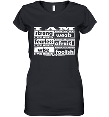 I am strong, fearless wise Best Novelty Gift Wing Inspirational Quote Women's V-Neck T-Shirt Women's V-Neck T-Shirt - HHHstores