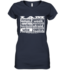 I am strong, fearless wise Best Novelty Gift Wing Inspirational Quote Women's V-Neck T-Shirt Women's V-Neck T-Shirt - HHHstores