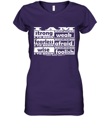 I am strong, fearless wise Best Novelty Gift Wing Inspirational Quote Women's V-Neck T-Shirt Women's V-Neck T-Shirt - HHHstores