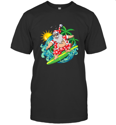 Christmas in July Santa Claus Hawaiian Surfing Gift Surf Men's T-Shirt Men's T-Shirt / Black / S Men's T-Shirt - HHHstores