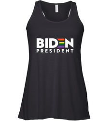 Joseph Biden For President T Shirt_ LGBT Gay Pride Rainbow Women's Racerback Tank