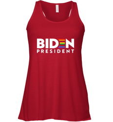 Joseph Biden For President T Shirt_ LGBT Gay Pride Rainbow Women's Racerback Tank