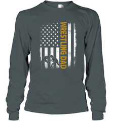 Wrestling Dad Tshirt American Flag 4th Of July Fathers Day Long Sleeve T-Shirt Long Sleeve T-Shirt - HHHstores
