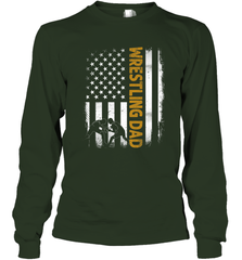 Wrestling Dad Tshirt American Flag 4th Of July Fathers Day Long Sleeve T-Shirt Long Sleeve T-Shirt - HHHstores