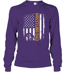 Wrestling Dad Tshirt American Flag 4th Of July Fathers Day Long Sleeve T-Shirt Long Sleeve T-Shirt - HHHstores