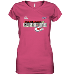 Youth Kansas City Chiefs NFL Pro Line by Fanatics Super Bowl LIV Champions Trophy Women's V-Neck T-Shirt Women's V-Neck T-Shirt - HHHstores