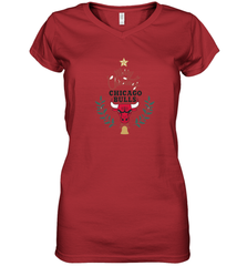 NBA Chicago Bulls Logo merry Christmas gilf Women's V-Neck T-Shirt Women's V-Neck T-Shirt - HHHstores