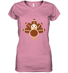 Funny Football Turkey Fall Thanksgiving Football Women's V-Neck T-Shirt Women's V-Neck T-Shirt - HHHstores