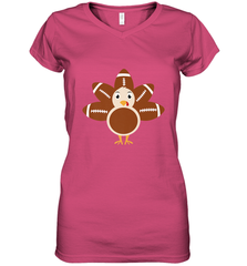 Funny Football Turkey Fall Thanksgiving Football Women's V-Neck T-Shirt Women's V-Neck T-Shirt - HHHstores