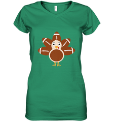 Funny Football Turkey Fall Thanksgiving Football Women's V-Neck T-Shirt Women's V-Neck T-Shirt - HHHstores
