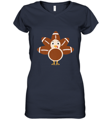 Funny Football Turkey Fall Thanksgiving Football Women's V-Neck T-Shirt Women's V-Neck T-Shirt - HHHstores