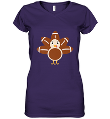 Funny Football Turkey Fall Thanksgiving Football Women's V-Neck T-Shirt Women's V-Neck T-Shirt - HHHstores