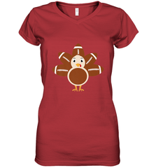 Funny Football Turkey Fall Thanksgiving Football Women's V-Neck T-Shirt Women's V-Neck T-Shirt - HHHstores