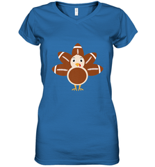 Funny Football Turkey Fall Thanksgiving Football Women's V-Neck T-Shirt Women's V-Neck T-Shirt - HHHstores