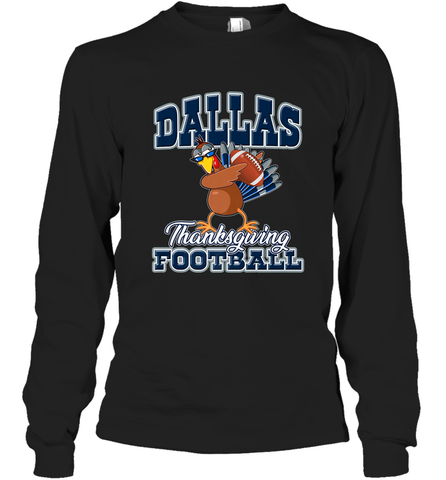 Dallas Thanksgiving Day Funny Turkey Playing Texas Football Premium T Shirt Long Sleeve T-Shirt Long Sleeve T-Shirt / Black / S Long Sleeve T-Shirt - HHHstores