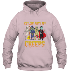 Chillin With My Creeps Vampire Halloween Skeleton Witch Hooded Sweatshirt Hooded Sweatshirt - HHHstores