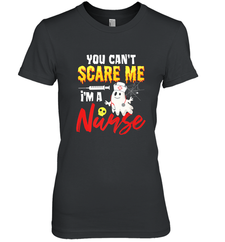 You Can't Scare Me I'm A Nurse Funny Halloween Witch Hat Women's Premium T-Shirt Women's Premium T-Shirt / Black / XS Women's Premium T-Shirt - HHHstores