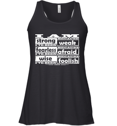 I am strong, fearless wise Best Novelty Gift Wing Inspirational Quote Women's Racerback Tank