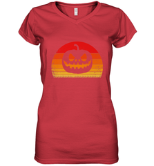 Retro Pumpkin Silhouette  Vintage Halloween Women's V-Neck T-Shirt Women's V-Neck T-Shirt - HHHstores