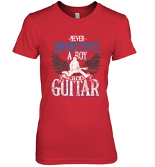 Guitarist Men Boys  Never Underestimate A Boy With A Guitar Women's Premium T-Shirt Women's Premium T-Shirt - HHHstores